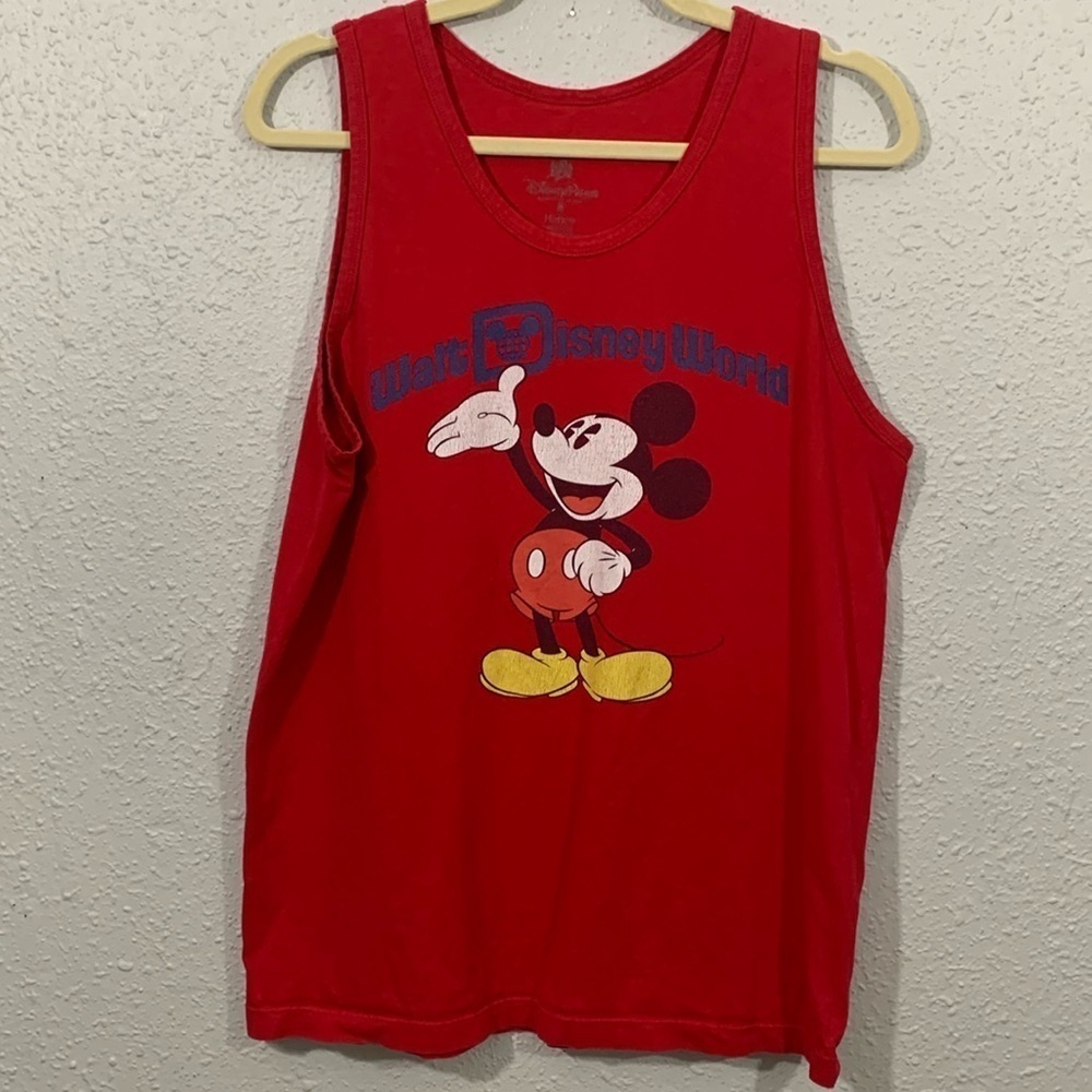 Disney Parks Disney World Vintage Hanes Red Mickey Mouse Screen Print Tank